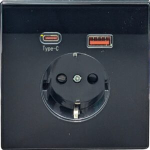 Розетка сз + защ.шторка USB+Type C MacKenzie PX-079-1 черный