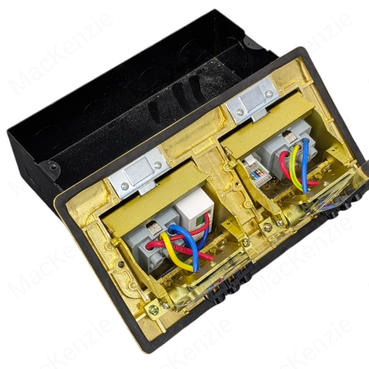 Напольный лючок на 6 модуля напольная розетка 2EU+USB+LAN золото — изображение 5