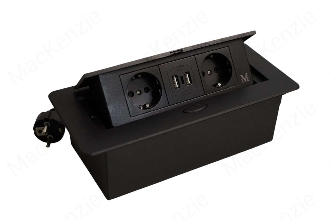 Настольная розетка лючок MacKenzie 2EU+2USB+Type C черный — изображение 2