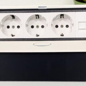 Настольный лючок с тремя розетками и LAN разъемом RJ45 белая модель: 3EUD (7M) White