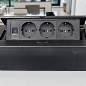 Настольный лючок с тремя розетками и LAN разъемом RJ45 черная модель: 3EUD (7M) Black