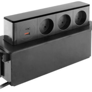 Горизонтальная лифт розетка с USB + Type C 20W Black - GL 3EUD+A+C PD20W Black