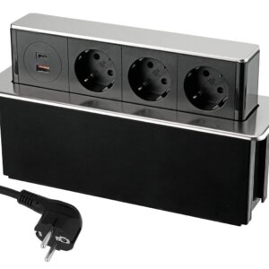 Горизонтальная лифт розетка с USB + Type C 20W Silver - GL 3EUD+A+C PD20W Silver
